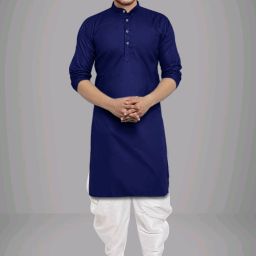 Men Cotton Blend Kurta Dhoti Set-image-3