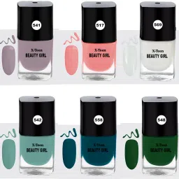 XTEEN 6 Colors Nail Polish Set (Pack of 6) Combo M7 541Lilac,517SoftTouch,569PearlWhite,542AquaBlue,558EndlessBlue,548HunterGreen-image-64