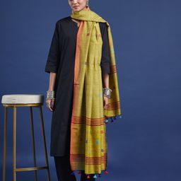 Taavi Geometric Woven Design Pure Cotton Jamdani Dupatta-image-33
