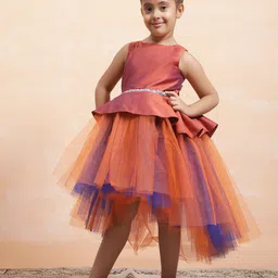 Toy Balloon kids Girls Solid Embellished Net Fit & Flare Dress-picture-3