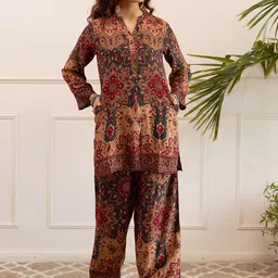 Sangria Ethnic Motifs Printed Straight Kurta with Palazzos-picture-34