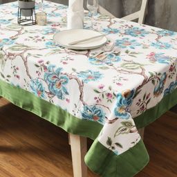 Aura Turquoise Blue Floral 6-Seater Table Cover-24