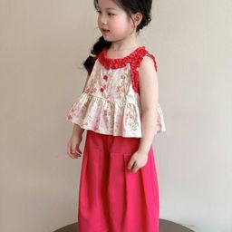 LULU & SKY Girls Floral Printed Pure Cotton Top With Palazzos-picture-6