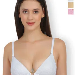 SELFCARE Pack Of 3 Half Coverage Lightly Padded Plunge Bra-picture-51