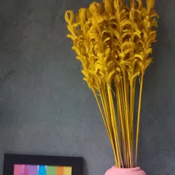 WEAVING HOMES Yellow Artificial Flower With Pot-51