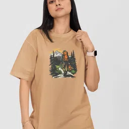 Moda Rapido Women Printed Drop-Shoulder Sleeves Pockets T-shirt-image-87