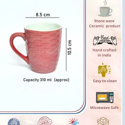 FABINALIV Red Textured Ceramic Glossy Mugs Set of Cups and Mugs image 5