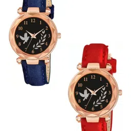 Miss Perfect Unisex Set of 2 Leather Regular Straps Analogue Watches QE181-picture-27