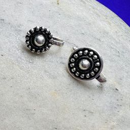 Arte Jewels Set Of 2 Sterling Silver Oxidised Stud Nosepin-image-78