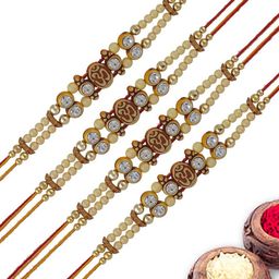MEIRA JEWELLERY Set Of 4 Rakhi With Roli Chawal & Greeting Card-image-80