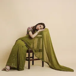 RATAN Beads and Stones Poly Georgette Saree-image-6