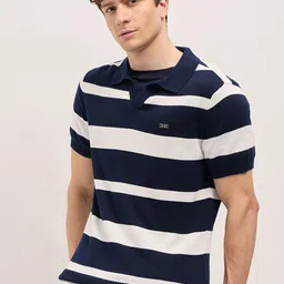 THE BEAR HOUSE Men Striped Polo Collar T-shirt-image-47