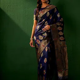SHADOW & SAINING Woven Design Zari Silk Blend Banarasi Saree-picture-17