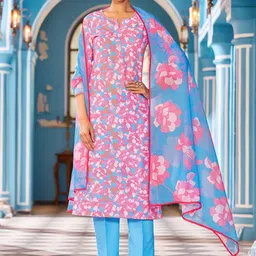 VIBE VISION Women Floral Printed Kurta with Trousers & Dupatta-15