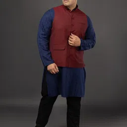 Sizeupp Mandarin Collar Nehru Jacket-54