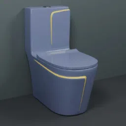 C013 Premium Grey commode with Yellow Finishing Line and Round Flush Button Western Commode-0