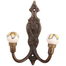 IndianShelf 1 Piece Ceramic Floral Hooks for Wall Heavy Items Door Hangers for Clothes-image-95
