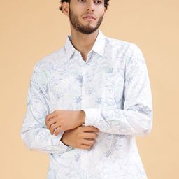 V-Mart Floral Printed Spread Collar Slim Fit Cotton Shirt-picture-46