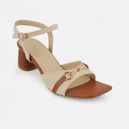 Mast & Harbour Textured Block Sandals with Buckles-45