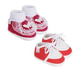 NESKA MODA Kids-Unisex Maroon Cotton Booties-picture-1