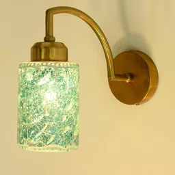 SOMIL Blue & Cream-Coloured Textured Glass Cylinder Shaped Wall Lamp-image-88