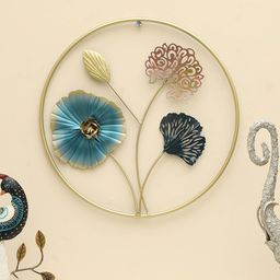 vedas W-Neeva Gold-Toned & Blue Round Shaped Wall Hanging-42