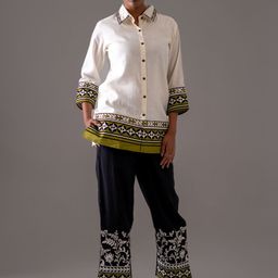 ZUMMER Embroidered Pure Cotton Shirt With Trouser-image-101