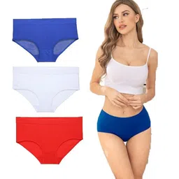 YOU FOREVER Pack Of 3 High-Rise Hipster Briefs - YF-3HWPNT-BLU-WHT-RED-S-picture-7