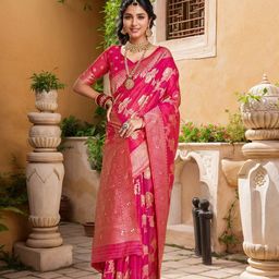 Anouk Ethnic Motifs Woven Design Zari Chanderi Saree-59