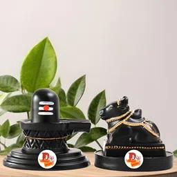DARIDRA BHANJAN Black Shivling Nandi Religious Idol Showpiece-33