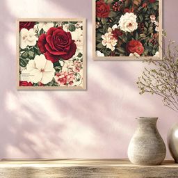 Kotart Brown & Red 2 Piece Wood Floral and Botanical Wall Paintings-6