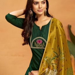 DIVASTRI Women Ethnic Motifs Embroidered Regular Patchwork Kurta with Salwar & With Dupatta-57