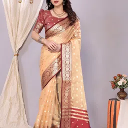 yourwish Ethnic Motifs Zari Organza Khadi Saree-picture-11