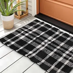 SASHAA WORLD Black & White Printed Cotton Doormat-image-50