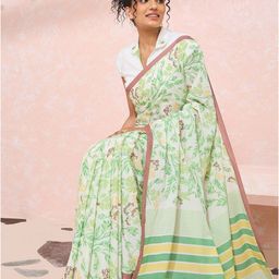 Taneira Floral Printed Pure Cotton Bagru Saree-image-45