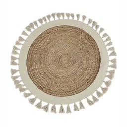 Art Avenue Astro Beige & White Textured Tassels Round Floor Jute Carpet-27