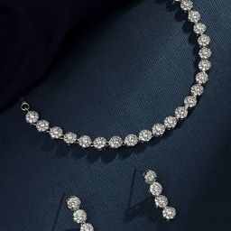 Cierra Silver-Plated AD- Studded Round Shape Necklace & Earrings-image-72