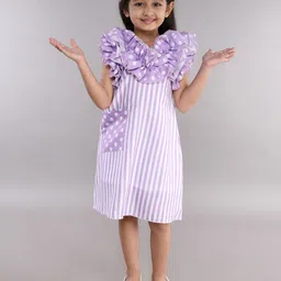 Pink Chick Striped Ruffled A-Line Dress-image-45