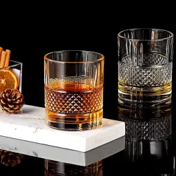 (Pack of 2) Imported Bourbon Scotch Brandy Juice Tumbler for Drinks Liquor Glass Set Whisky Glass-15
