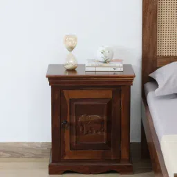 mudramark from pepperfry Airavana Sheesham Wood LHS Bedside Table in Scratch Resistant Provincial Teak-picture-6