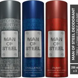 Combo of Man Of Steel Drill + Challenge + Pump Long lasting Deodorant Spray-For Men-9