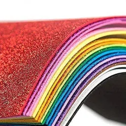 A4 Glitter Foam Sheet Sparkles (self Adhesive) 2 mm Thick 10 Different Color, for Art & Craft A4 120 gsm Coloured Paper-0