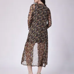 SCORPIUS Floral Printed Sheer Longline Open Front Shrug image 3