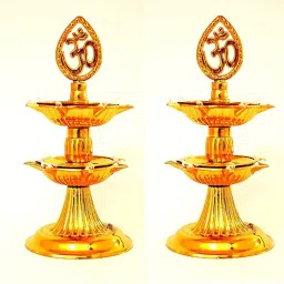 fyugo Golden OM Design Led Electric Diya Light(PACK OF 2) for Temple(LAYER 2) Table Lamp image 2