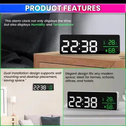 amiciSense Triple Alarm Settings, and Large Easy-Read Screen Digital LED Triple Alarm Clock with Temperature & Humidity Display, Weather Station image 3