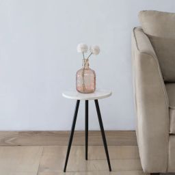 casacraft from pepperfry Galison Metallic End Table with Black Base & White Porcelain Top-picture-35