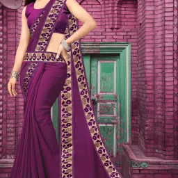 Printed Banarasi Lycra Blend, Chiffon Saree-image-17