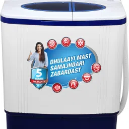 6.5 kg With Air Dry Technology, Wave Pulsator Design, Magic Filter Transparent Lid Semi Automatic Top Load Blue, White-9