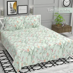 flipkart perfect homes Cotton Super King Flat 220 TC Floral Bedsheet-picture-1