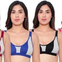 Pack of 6 Women Sports Non Padded Bra-image-100